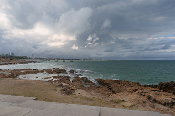 Port Elizabeth coastline with seaport and city view in the distance
