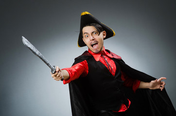 Man pirate against dark background