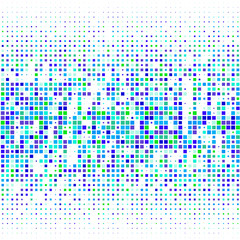 Blue and green dots on white background   