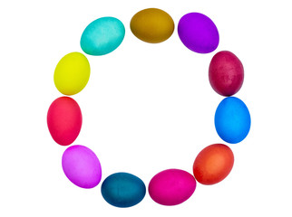 Easter eggs circle isolated on white