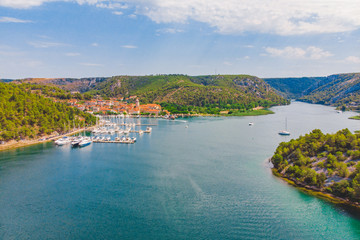 Naklejka na ściany i meble landscape view of skradin bay. summer time