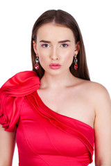 Fototapeta premium Closeup portrait of a beautiful young brunette woman