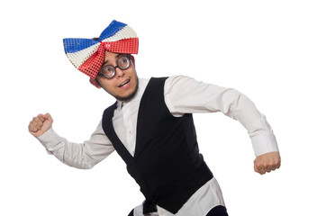 Funny man with giant bow tie