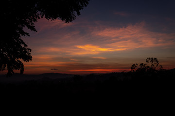 sunset in mountains