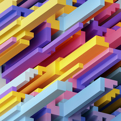 3d render, abstract neon geometric background, cube shapes, modern voxel wallpaper