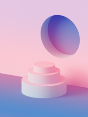 3d render, abstract geometric background, blank minimalistic mock up template, fashion podium,...
