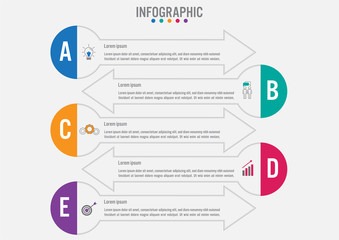Business infographic template with 5 options arrows shape