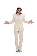 Man in funny concept isolated on white