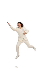 Man in funny concept isolated on white