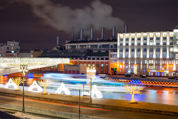 City the Moscow . Zaryadye Park,Soaring bridge.the Main attraction of the city. Russia.2019