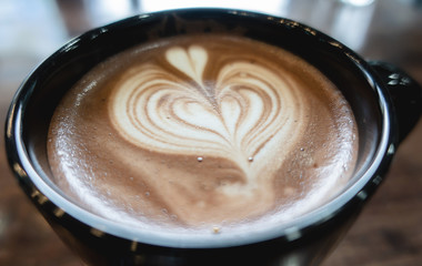 Coffee cup, A cup of hot latte coffee with latte art