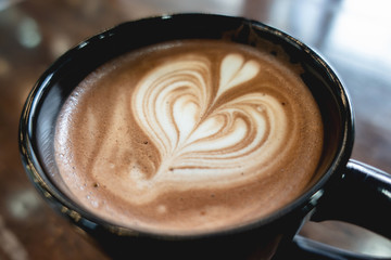 Coffee cup, A cup of hot latte coffee with latte art