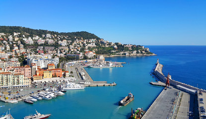 Fototapeta na wymiar City and Port of Nice in France