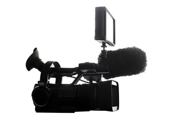 silhouette of video camera isolated on white