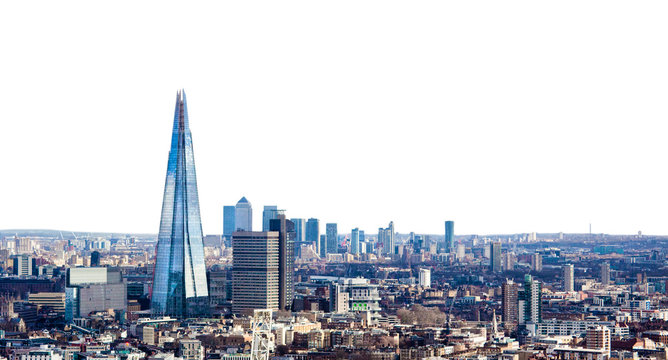 London city skyline isolated on white background