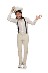 Man in funny concept isolated on white