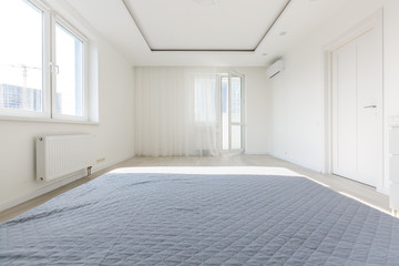 rest, interior, comfort and bedding concept - bed at home bedroom