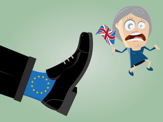 british leader is getting kicked out of mighty EU foot