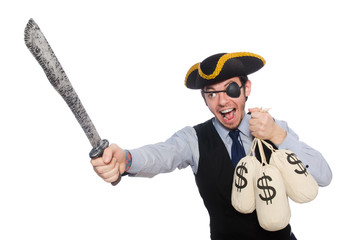 Businessman pirate isolated on white background