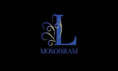Decorative monogram with calligraphic letter. Logo logo design, business identity identity for a restaurant, royalty, boutique, cafe, hotel. Vector illustration