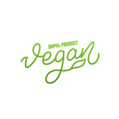 Vegan product. Vector lettering label for Vegan food.