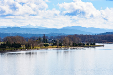 Calm day at beautiful Columbia river, Washington and Oregon