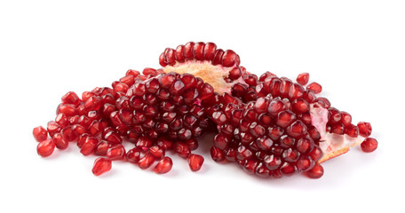 Scattered Pomegranate Seeds Isolated on White Background