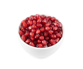Pile of Pomegranate Seeds in Bowl Isolated on White Background