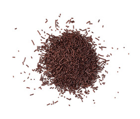 Chocolate Sprinkles Isolated on White Background Top View