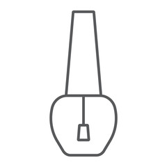 Nail polish thin line icon, beauty and manicure, varnish sign, vector graphics, a linear pattern on a white background.