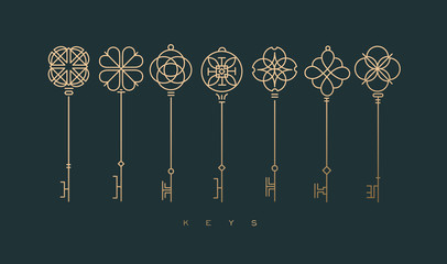 Modern graphic key collection green