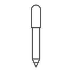 Eye pencil thin line icon, makeup and cosmetic, eyeliner sign, vector graphics, a linear pattern on a white background.