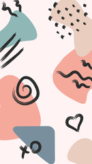 Social media stories background. Collage abstract cute pattern. Vector illustration.