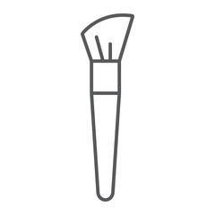 Makeup brush thin line icon, makeup and cosmetic, angled brush sign, vector graphics, a linear pattern on a white background.