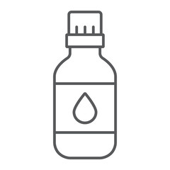 Essential oil thin line icon, aromatherapy and cosmetic, aromatic oil sign, vector graphics, a linear pattern on a white background.