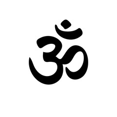 Hand drawn vector Om icon. Yoga studio logo. Hinduism religious sign.