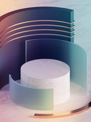 3d render, modern abstract geometric background, minimalistic neon mockup, primitive shapes, shop...