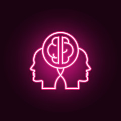 Brainstorm, idea, head neon icon. Elements of Creative thinking set. Simple icon for websites, web design, mobile app, info graphics