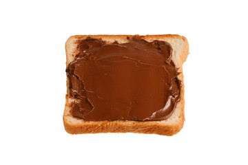 Сhocolate paste sandwich isolated on white background.
