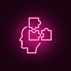 Puzzle, strategy, brain neon icon. Elements of Creative thinking set. Simple icon for websites, web design, mobile app, info graphics