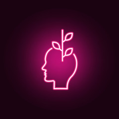 Flower, optimistic, head neon icon. Elements of Creative thinking set. Simple icon for websites, web design, mobile app, info graphics