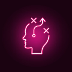 Planning, strategy, brain neon icon. Elements of Creative thinking set. Simple icon for websites, web design, mobile app, info graphics