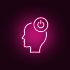 Turn on, head, power neon icon. Elements of Creative thinking set. Simple icon for websites, web design, mobile app, info graphics