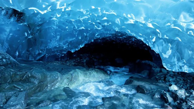 Amazing shot inside of an ice cave in Iceland