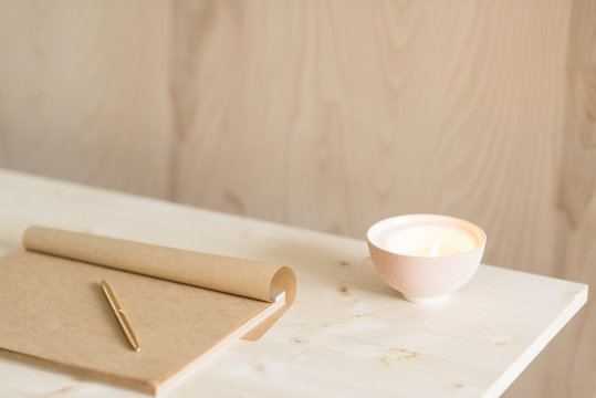 Minimal Plywood Desk Setup