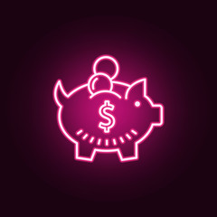 piggy bank neon icon. Elements of Banking set. Simple icon for websites, web design, mobile app, info graphics