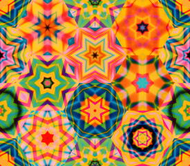 Abstract mosaic of caleidoscopes. Hexagonal image structure.