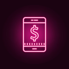 mobile banking neon icon. Elements of Banking set. Simple icon for websites, web design, mobile app, info graphics