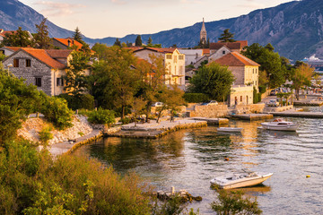 Fototapeta na wymiar Sunset view of Kotor's bay, Montenegro.