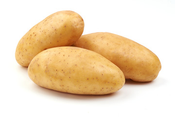Isolated potatoes. Organic Whole potato, close-up, isolated on white background